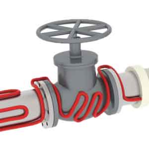 Heat Trace Contractor in BC Electric heat trace system installed on industrial piping valve in British Columbia.